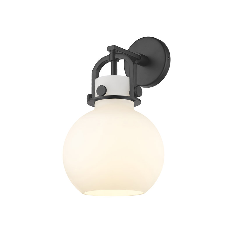 Applique murale 1 lumière 8 po Skippack, Noir mat, Blanc mat