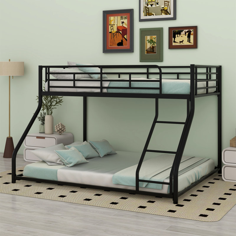 Metal Floor Bunk Bed, Twin XL Over Queen