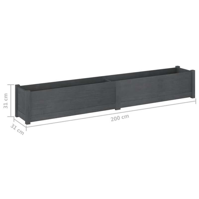 Wood Pot Planter, Gray, 12.2" H x 78.7" W x 12.2" D