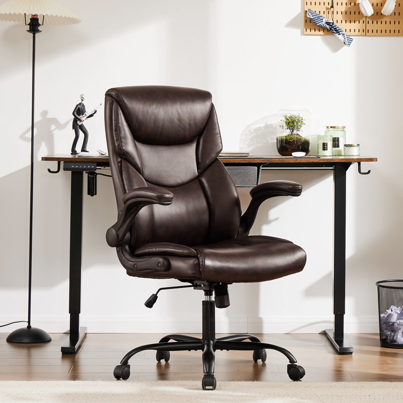 Fauteuil président ergonomique Ovidia, Similicuir brun