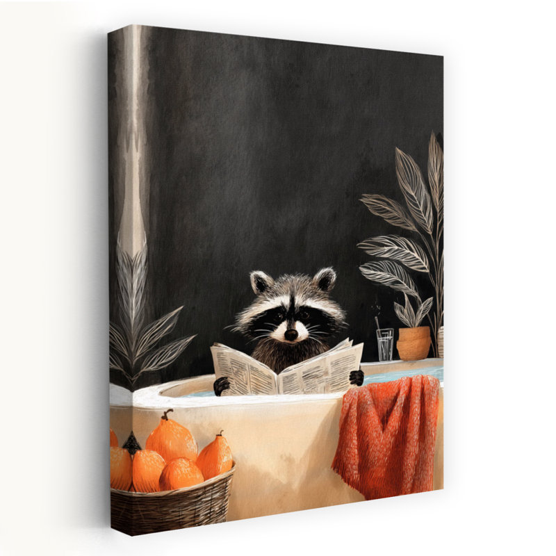 Raccoon In Bathtube 1 by Justyna Jaszke - Wrapped Canvas Print, 45.72 cm H x 30.48 cm W