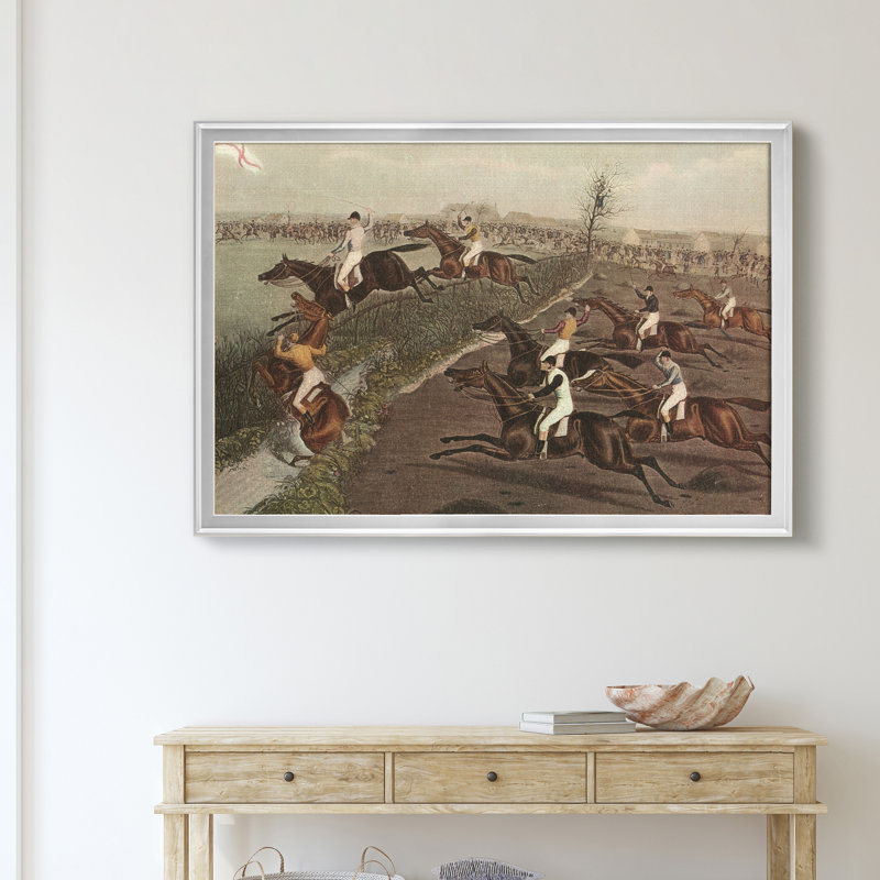 " The Grand Steeple Chase II ", 26.5" H x 36.5" W x 1.5" D, Silver