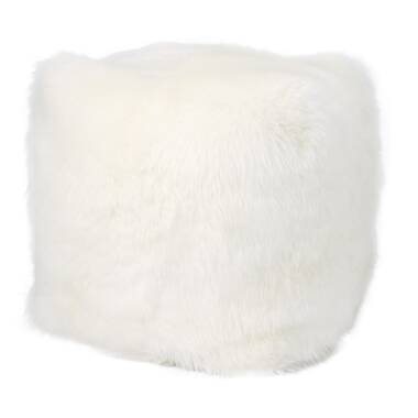 Jaxx Ellis Pouf - Modern Shearling Faux-Lamb Plush Fleece Ottoman - Oval - Smoke