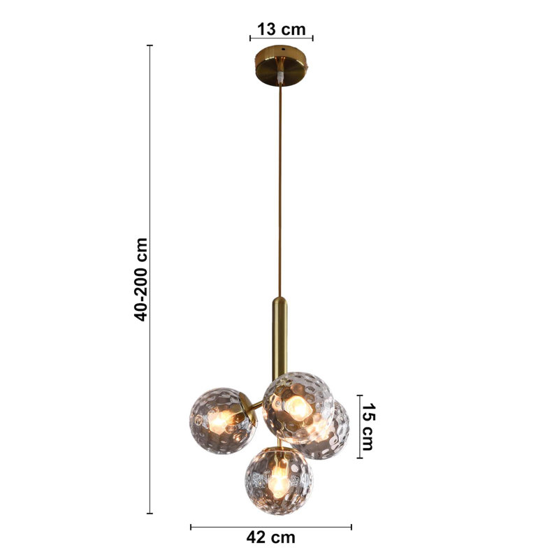 Roloff 4 - Light Brushed Brass Cluster Pendant