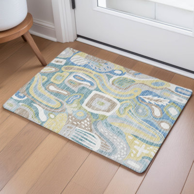 Tapis mid-century moderne lavable à la machine intérieur / extérieur Chantille ACN2488