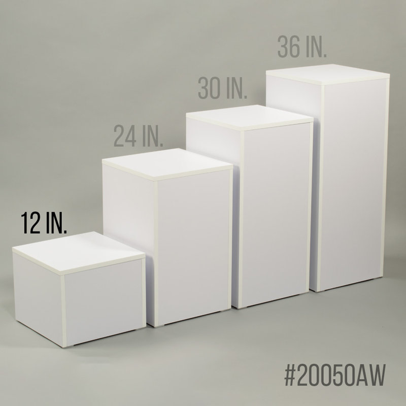 Présentoir en stratifié avec plateau carré H 12 po x l 15 po, Blanc