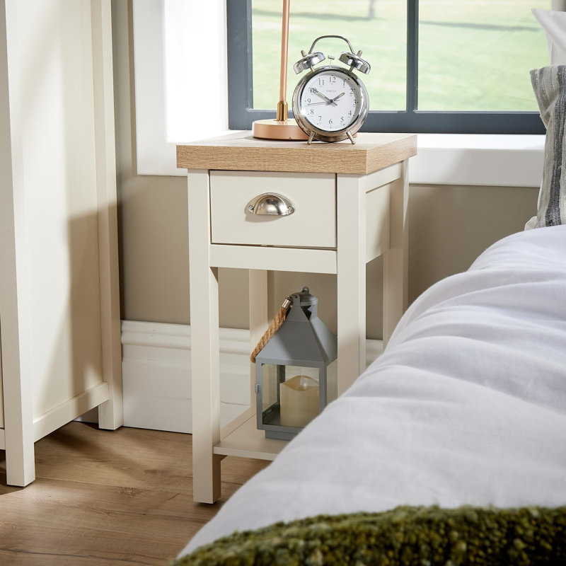 Ashmoore 1 Drawer Compact Bedside Occasional Lamp Side Table 36mm Thick Top, White
