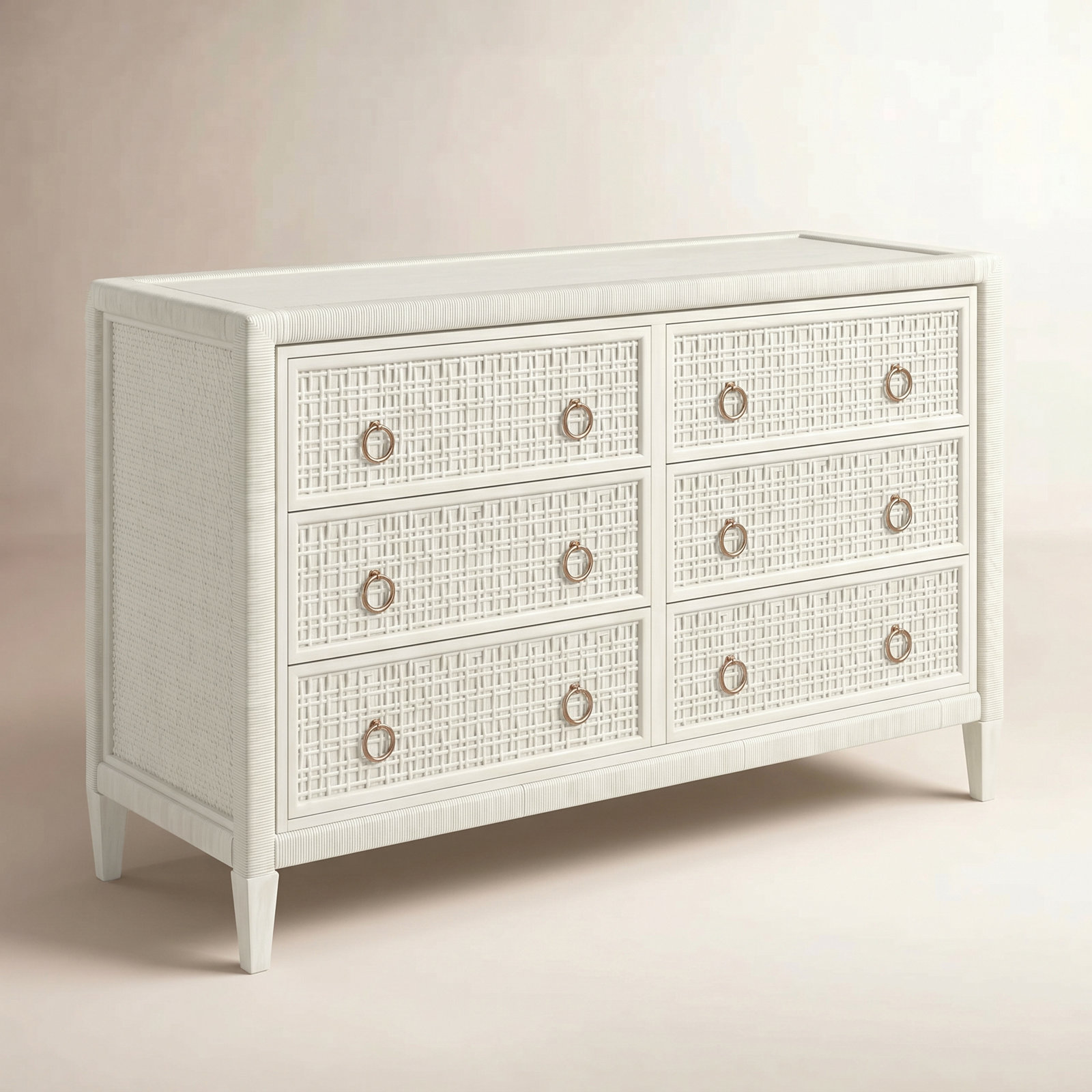Monterey 6 Drawer 54'' W Dresser, Bisque, Yes, Satin Nickel