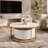 Modern Round Nesting Coffee Table Fluted With Drawer In White & Gold In 27.6"-124923120
