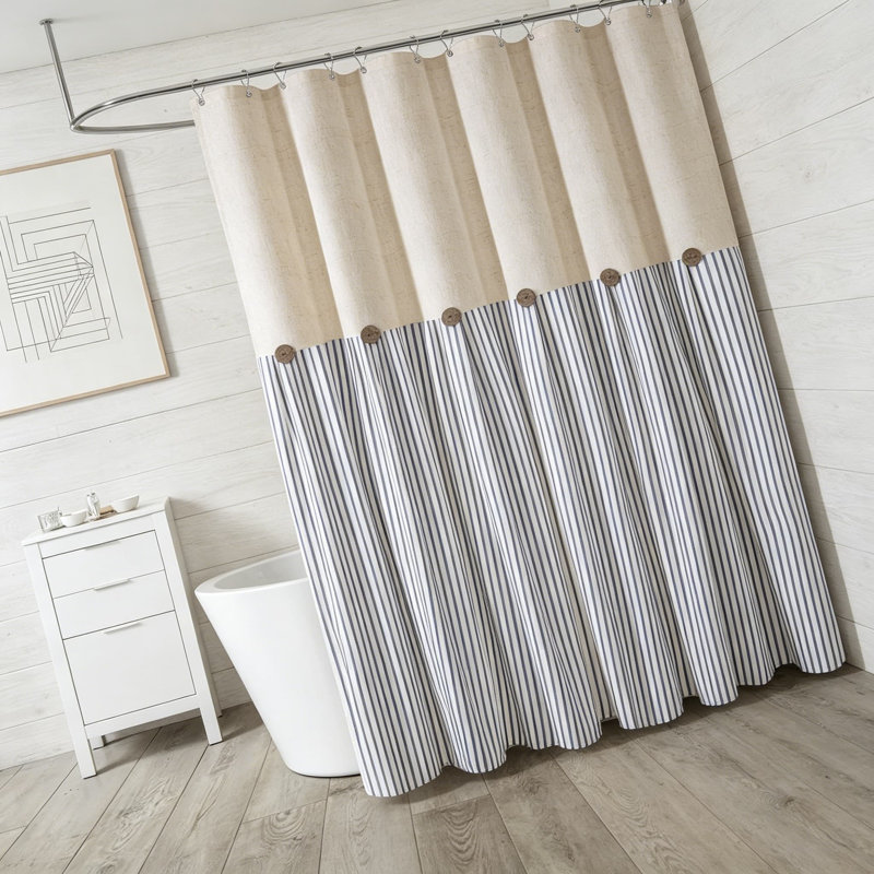 Rideau de douche en lin Farmhouse, Bleu