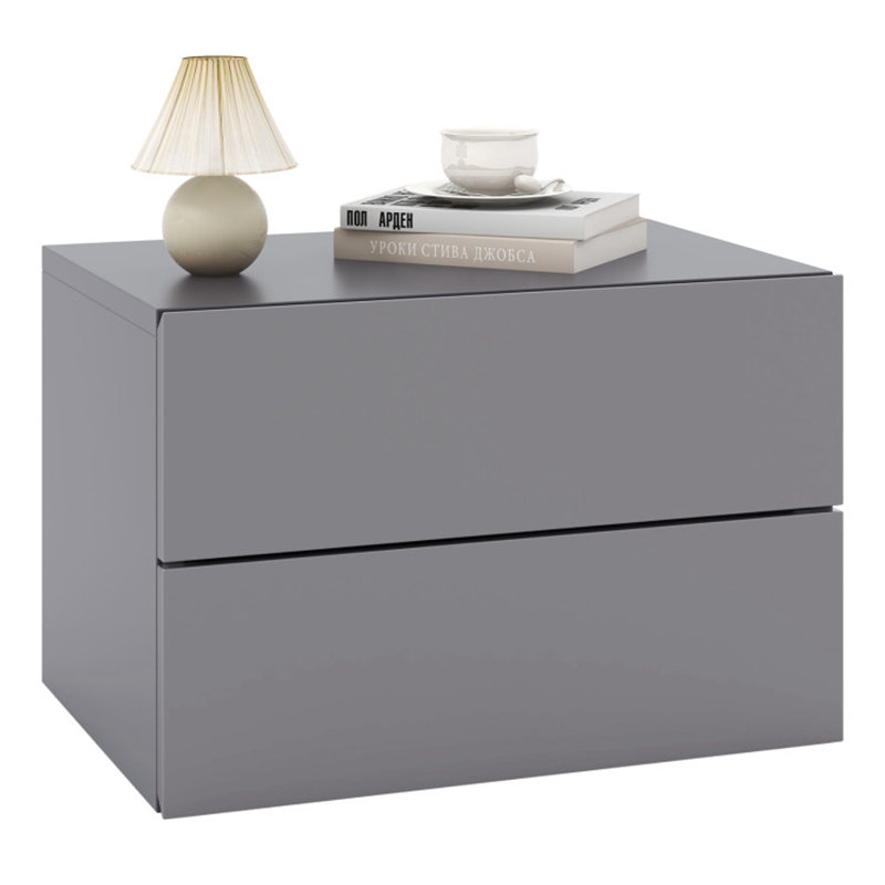 Floating Nightstand with Drawers and Storage Shelf