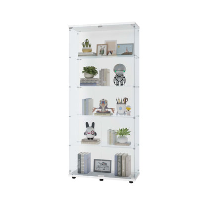 Vitrine à deux portes en verre avec 5 tablettes, parfaite pour mettre en valeur des objets de collection et rehausser le décor de la pièce