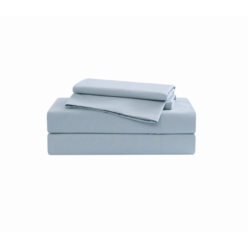 100% Cotton Standard Sheet Set, Queen Sheet Set with 2 Pillowcases, Sky Blue