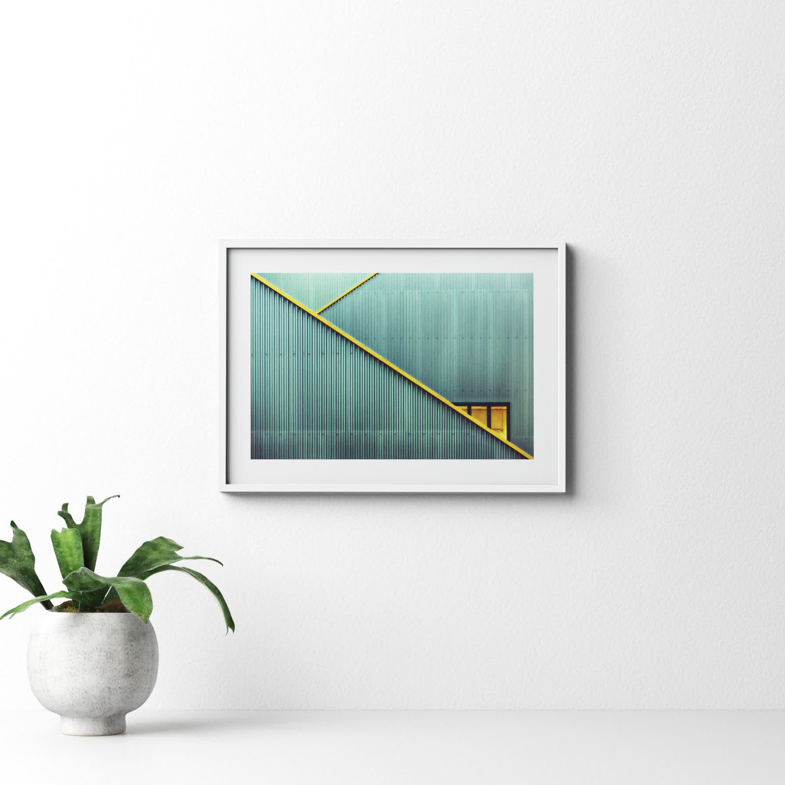 Stairs by Jan Niezen, 14.25" H x 19.38" W x 0.88" D, White Framed Paper