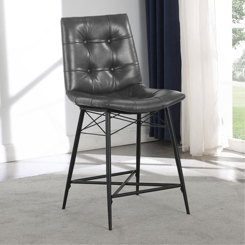 Tabourets de comptoir gris capitonnés (ensemble de 2)