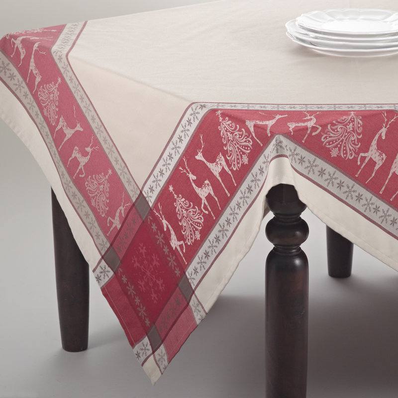 Kellam Christmas Reindeer Jacquard Tablecloth, 104" x 72"