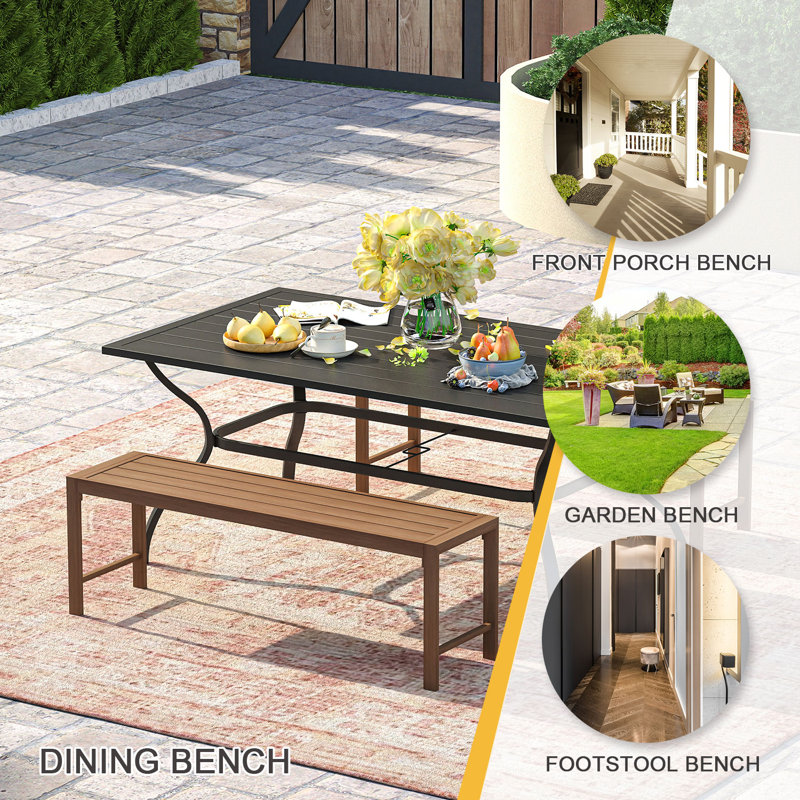 Bannoncourt 4 - Person Patio Dining Set with Rectangular Table, Pecan