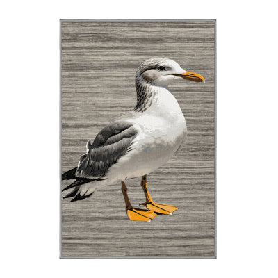 Washable Silver Gull Birds Area Rug