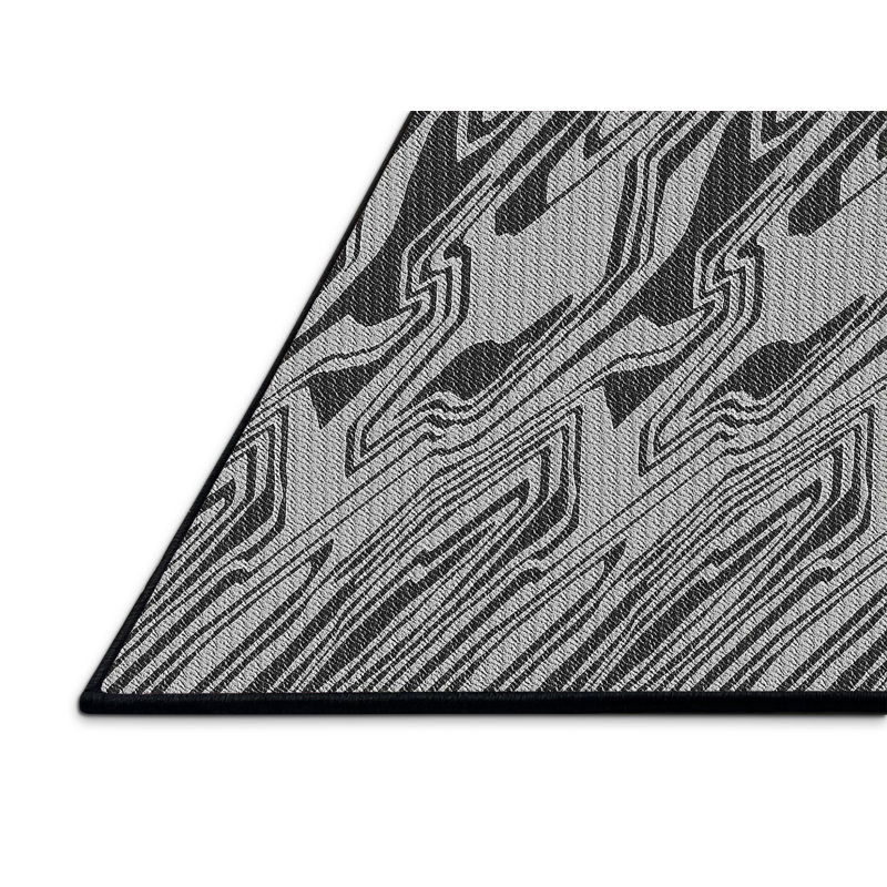 Tapis gris/zone noire à motifs, Rectangle 8 pi x 12 pi