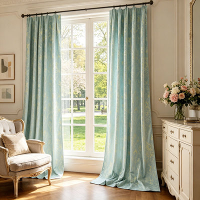 Mint Green Velvet Gold Bronzing Back Tab Hook Blackout Curtains Set of 2, Luxury Marble Print Drapes for Bedroom Living Room All Season
