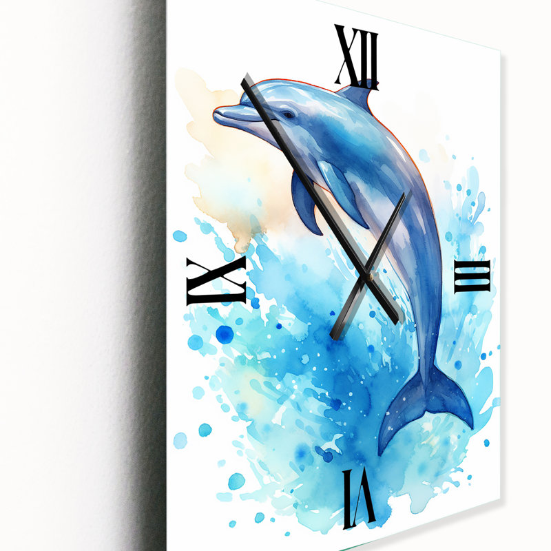 Horloge murale mignonne avec dauphin bleu, Moyen