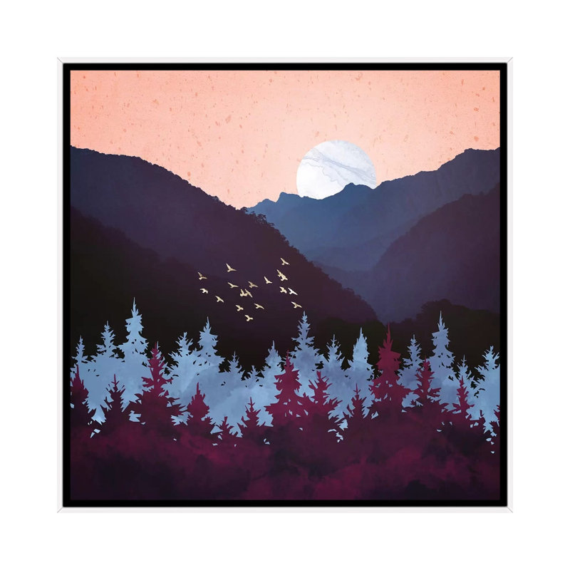 Mulberry Dusk - impression d'art graphique, Aucun mat, H 18 po x l 18 po x 1,5 po, Toile blanche encadrée