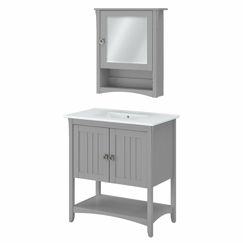Keyunta Single Bathroom Vanity with Ceramic Top, Gray