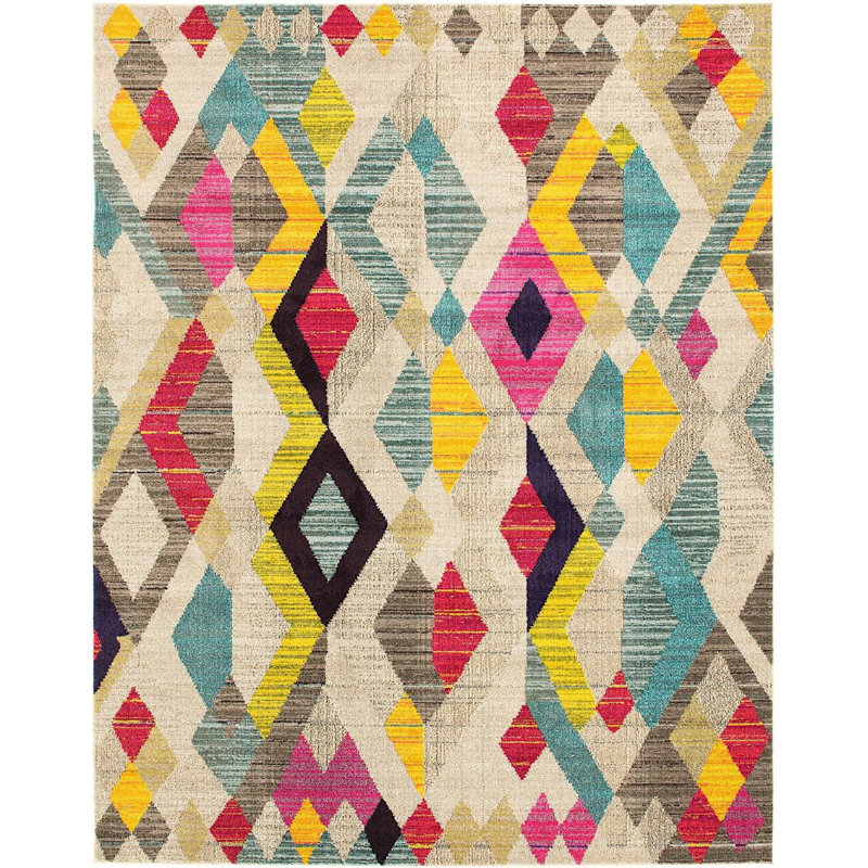 Tapis à motif géométrique gris Beverley, Rectangle 8 pi x 10 pi
