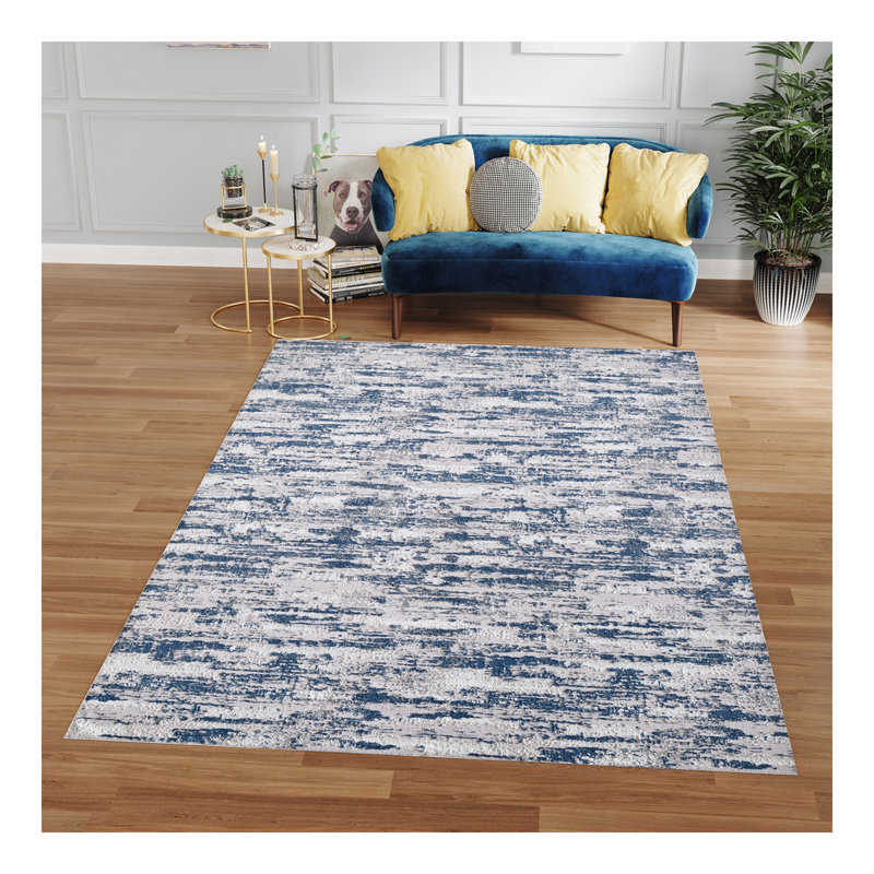 Tapis tissé bleu marine Milano, Rectangle 4pi x 6 pi
