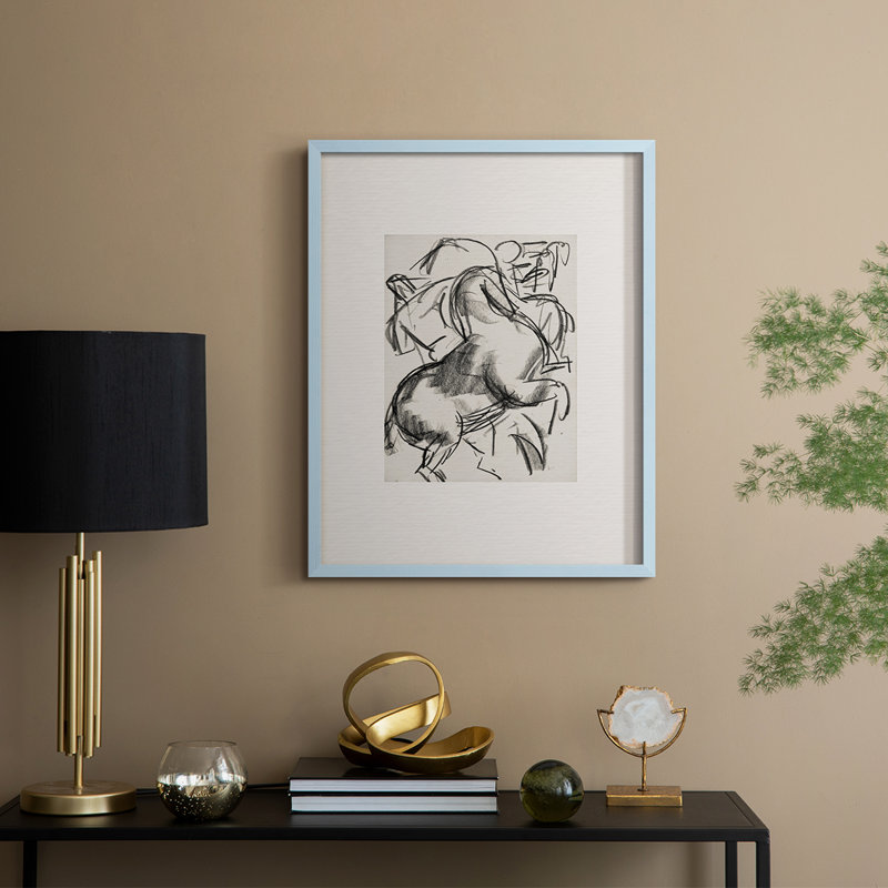 Reproduction encadrée rétro XCVI - bois massif, H 15 po x l 12 po, Bleu
