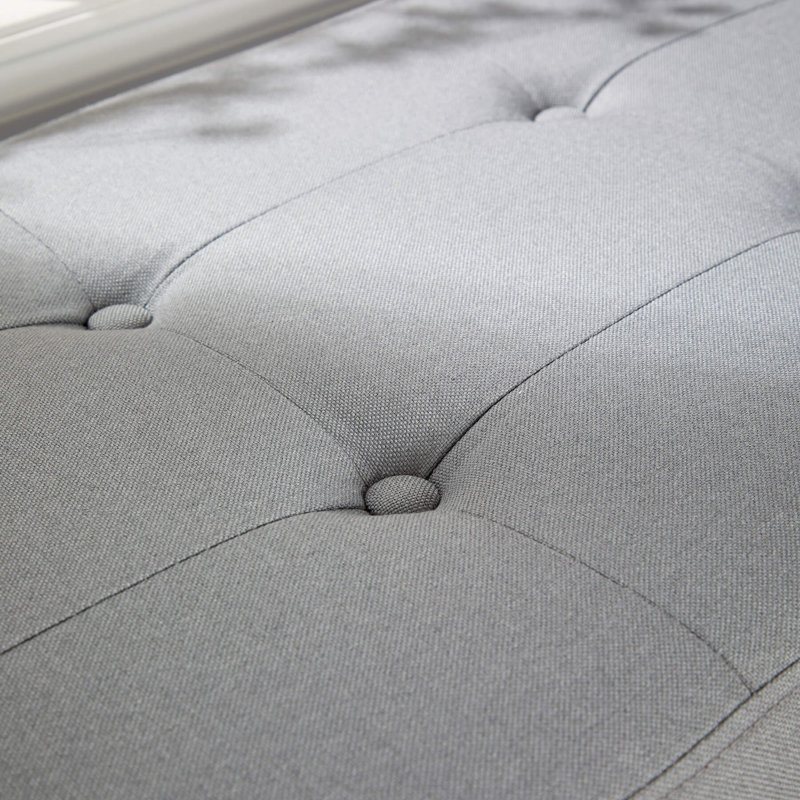 Cheeseman Wide Upholstered Storage Ottoman, Grey Linen