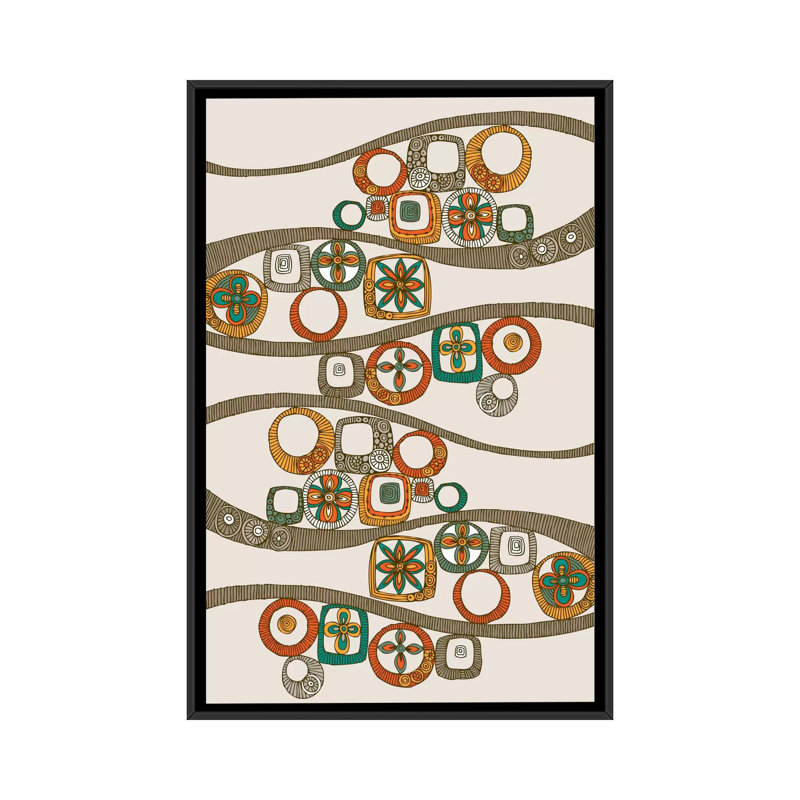 Folk Pattern II, impression sur toile tendue, H 26 po x l 18 po x P 1,5 po, Toile avec cadre noir