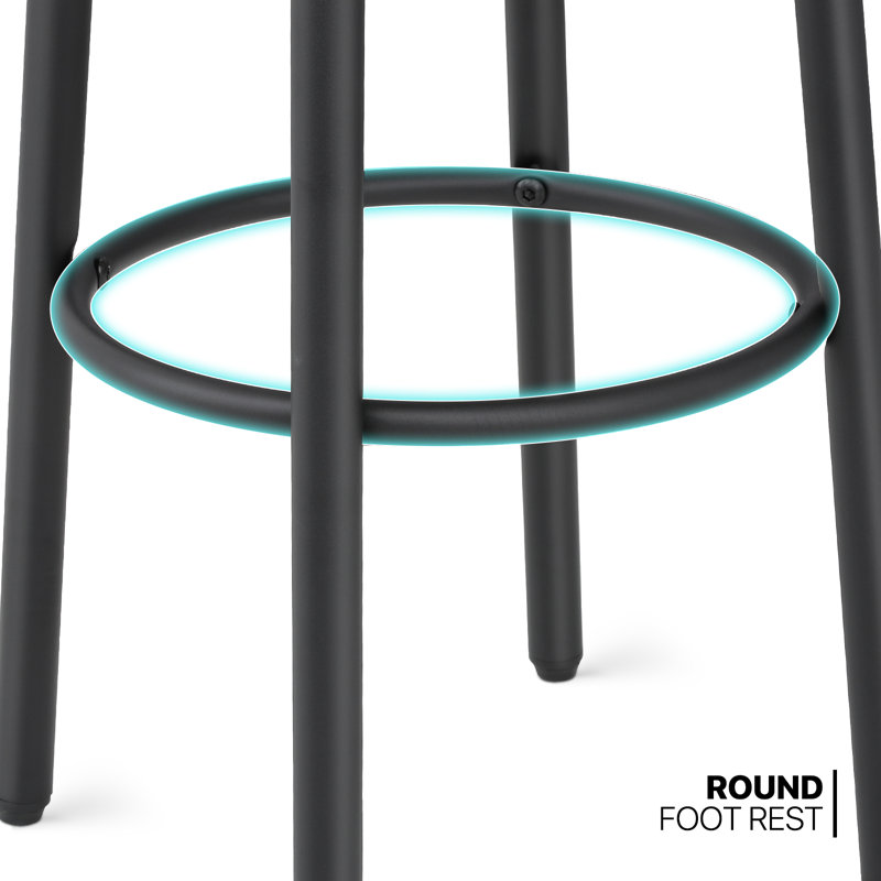 Backless Round Bar Stool Counter Stool With Footrest, Black