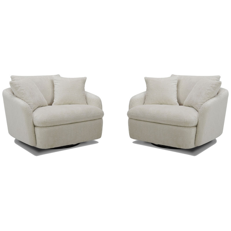 Brieona Upholstered Swivel Chair and a Half, Utopia Sand