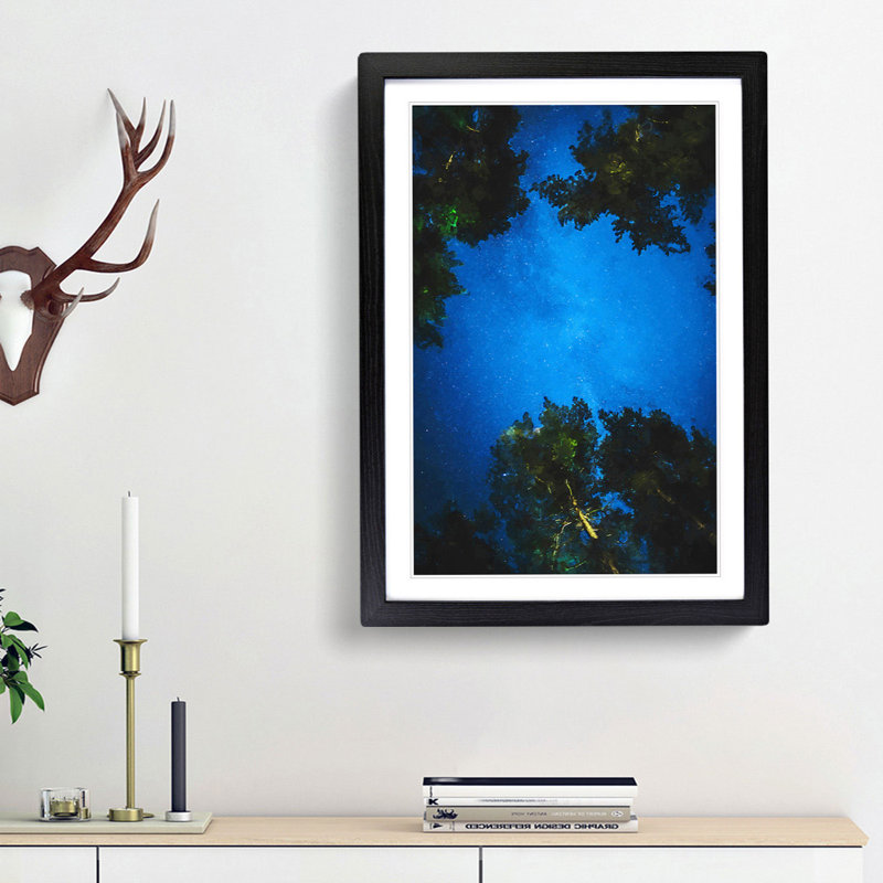 Forest Stars in Germany in Abstract - Picture Frame Graphic Art Print, Black Framed, 48cm H x 36cm W x 2cm D