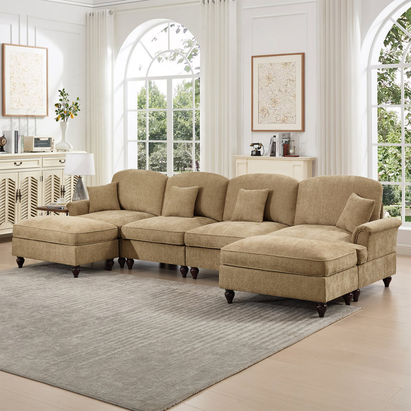 Canapé modulaire Classic, 137.8" W, Light Coffee Chenille
