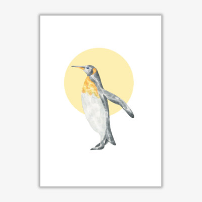 Watercolour Penguin With Yellow Circle - Painting