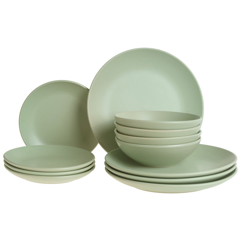 Stoneware Dinnerware - Service for 6, Green