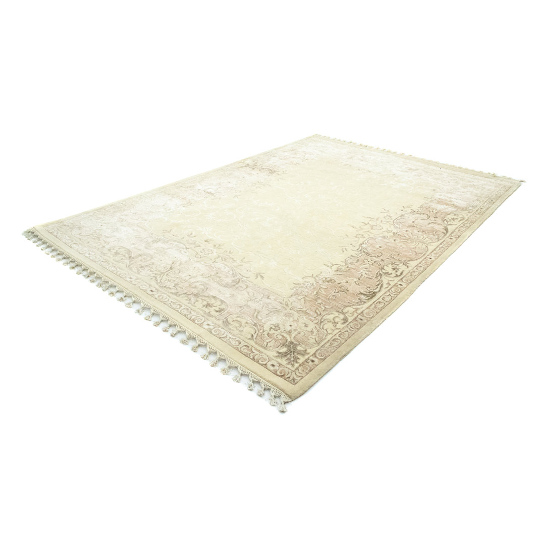 Clarke Hand Knotted Wool and Silk Beige Indoor/Outdoor Rug