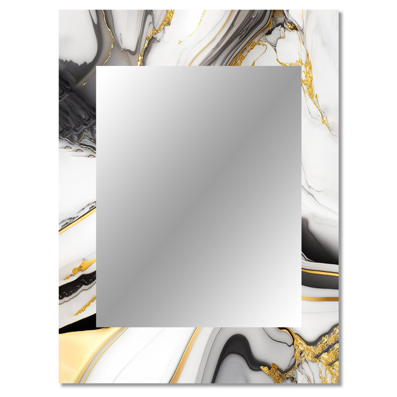 Abstrait Geode Marble Waves Gray IV - miroir décoratif abstrait, miroir mural moderne, impression d'art en métal