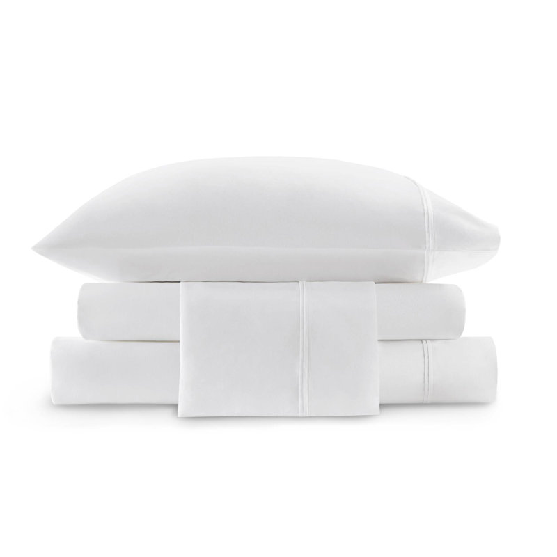 100% Egyptian Cotton Sateen Sheet Set, White, Full/Queen