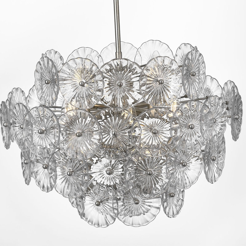 Julie Neill Gianna 24" Chandelie, Clear, Burnished Silver Leaf