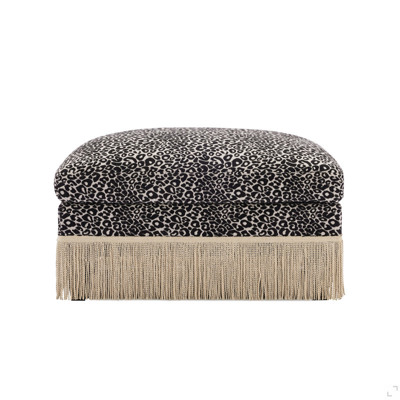 Repose-pieds Chic Chenille léopard, Kaki / Noir