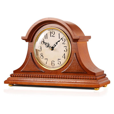 Vintage Wooden Grandfather Mantel Clock, Hour/Quarter-Hour Chime, Battery Operated, Desk Shelf Clock for Living Room Home Decor Gift