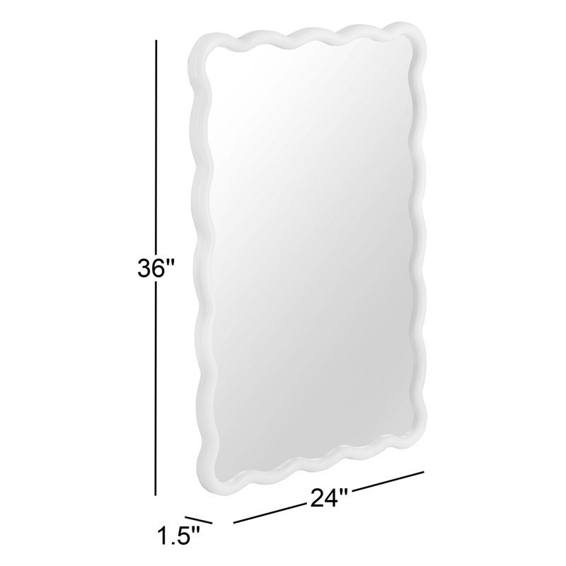 Allurine Solid Wood Wavy Wall Mirror - Green Frame