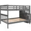 Lit superposé Stairway, gris. Rangement et garde-corps inclus. Bois massif fabriqué. Espace de chambre élargi. Entrée sécuritaire. Options d'arrangement polyvalentes. Aucune boîte à ressorts nécessaire. 250 lb en haut, 300 lb en bas