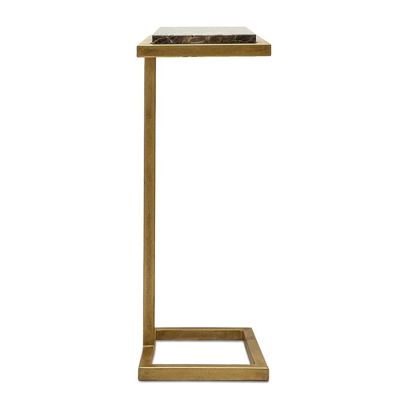 Table de bout rectangulaire Deux, Plateau brun / base dorée