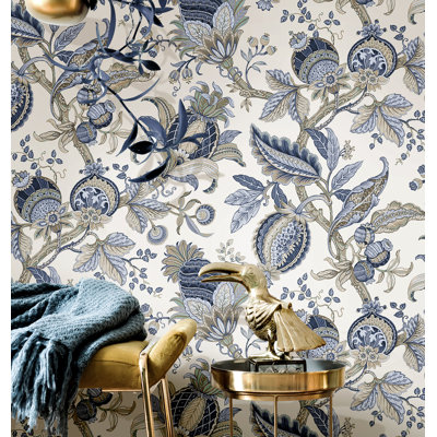 Cottage Chic Botantical Floral Leaves EcoDeco Material Wallpaper Roll