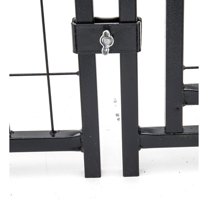 Black Powder-Coated Steel Dog Kennel with Waterproof Canopy
