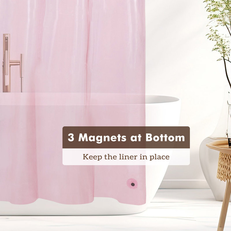 Doublure de rideau de douche imperméable légère en PEVA, Rose clair, H 72 po x l 72 po